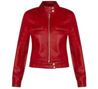 Infinity Leather Mujer lisa Cuero Motero Chaqueta de moto