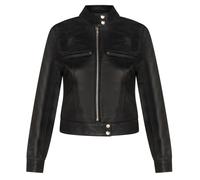 Infinity Leather Mujer Negra lisa Cuero Motero Chaqueta de moto