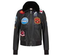 Infinity Leather Mujer Negro Air Force A2 Vuelo Cuero Cuello de piel de oveja Bomber Chaqueta
