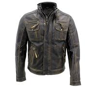 Infinity Leather Negro de la vendimia caliente Brando chaqueta de motociclista de cuero de los hombres 3XL