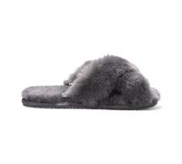 Infinity Leather Pantuflas de piel de oveja para mujer, cálidas y cruzadas con pelo de invierno - Snowbelle