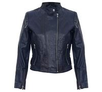 Infinity Leather Señoras Para Mujer de Cuero real Azul Equipado con Chaqueta de Moda con Cremallera Estilo Motorista 2XL