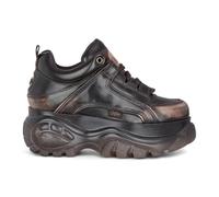 Infinity Leather Zapatillas deportivas Buffalo 1339-14 Vintage de piel vegana marrón con plataforma gruesa.