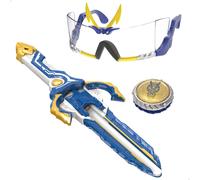 Infinity Nado - Goggle Battle Pack, Peonza Fury Wave Dragon (Dragón de Agua), espada lanzadora, 42 cm, gafas hiperdimensionales, luces de colores, juegos de peonzas, pilas incluidas, juego de batalla