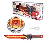 INFINITY NADO Peonza de Metal, con Lanzador de Espadas, peonza iluminada, para niños y niñas a Partir de 5 6 7 8 9 10, Oso de la Guerra Ardiente, Rojo