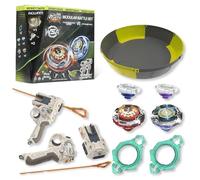 INFINITY NADO S7 Peonza 2PCS con Arena & 2 Lanzadores Modular, peonzas metálica Tipo Defensa/Resistencia Rotación Derecha/Izquierda, Juguete para niños y niñas 5-12 años, Azul y Rojo