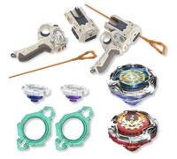 INFINITY NADO S7 Peonzas 2PCS con 2 Lanzadores modulares, peonzas metálica Tipo Defensa/Resistencia Rotación Derecha/Izquierda, Juguete para niños y niñas 5-12 años, Azul y Rojo