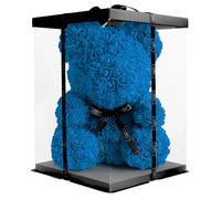 Infinity® Oso Rosa de 40 cm con Caja y más de 600 Rosas eternas pegadas a Mano con Fragancia, Regalo para Mujeres, cumpleaños o Aniversario (Rosas Azules en 40 cm)