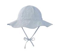 InfiniZer Sombrero para el sol para niña, de algodón, protección UV, ajustable, plegable, gorro de verano, gorros con cintas de atar, azul, 0-6 meses