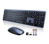 INFINMIND Clavier et Souris Sans Fil Ultra-Fin, Clavier Silencieux 2,4 GHz USB-A/Type-C Avec AZERTY, 19 Multimédia Touches,Longue Autonomie pour PC de Bureau, Ordinateur Portable, Smart TV et Windows