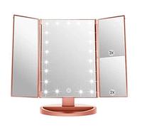 Infitrans Espejos con Luces, Espejos de Mesa con Tres Pantallas Táctiles Plegables, 1X/2X/3X la Ampliación y Cargadores USB o Inalámbricos, Luces LED Ajustables de 180 ° de Espejo Maquillaje