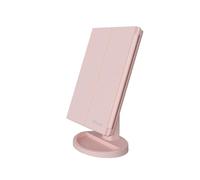 Infitrans Espejos con Luces, Espejos de Mesa con Tres Pantallas Táctiles Plegables, 1X/2X/3X la Ampliación y Cargadores USB o Inalámbricos, Luces LED Ajustables de 180 ° de Espejo Maquillaje (Rosa)