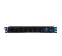 Infitronic - INSV1016 - Regleta de 7 enchufes PDU 1HE de 19 Pulgadas con protección contra sobretensiones