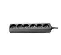 Infitronic Regleta de 6 enchufes Negro - Regleta múltiple con Cable de 1,4 m y Seguridad para niños, Conector Schuko en ángulo de 45°, regleta de alimentación 3G 1,5 mm² para Interiores, 16 A/250 V