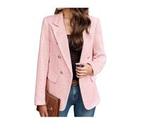 INFJMH Chaqueta de Tweed para Mujer con Bolsillos, Informal, Manga Larga, Frente Abierto, Doble Botonadura, Traje de Trabajo