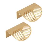 INFJMH Paquete de 2 tiradores cobre Compatible with armarios, con borde dentado en forma hoja y tornillos montaje, cajones(Gold,L60mm)