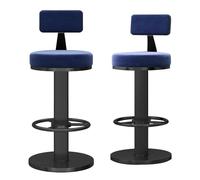 INFJMH Taburetes Juego de 2 taburetes Bar giratorios Terciopelo con Respaldo y reposapiés, Modernos bajo Altura Ajustable for mostrador Cocina en casa Base Metal Negro Comedor(BLU)