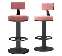 INFJMH Taburetes Juego de 2 taburetes Bar giratorios Terciopelo con Respaldo y reposapiés, Modernos bajo Altura Ajustable for mostrador Cocina en casa Base Metal Negro Comedor(Rose)
