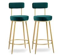 INFJMH Taburetes Taburetes de Bar de Terciopelo, Juego de 2 sillas Altas for Desayuno con encimera de Cocina, Patas de Metal Dorado y reposapiés for Isla/hogar Comedor(BLU)