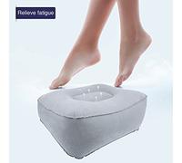 Inflable Flocado Reposapiés de Viaje Almohada Suave Vuelos de Viaje Cojín Relajante con Bomba de Aire (todo gris)