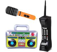 Inflable Músical, Radio Inflable, Teléfono Inflable, Micrófono Inflable, Decoraciones para Fiesta 80 Años 90 Años, Accesorios de Fiesta para Retro Party Boda Cumpleaños Carnaval
