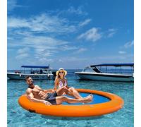 Inflable Piscina Hamaca Flotante, ⌀+245/185cm Muelle Isla de Agua para Adultos y Familia, Balsa Flotador Grande para Lago, Piscina, Playa y Mar (185cm)