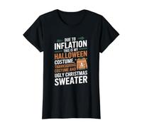 Inflación Divertida Halloween Acción de Gracias Navidad Camiseta gráfica económica, Mujer, Negro, M
