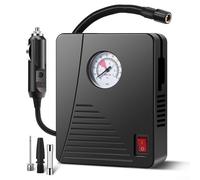 Inflador de neumáticos de coche eléctrico de 12 V, bomba portátil con luz LED, potencia de 96 W, presión de 100 psi, tasa de flujo mínimo de 35 l, para motocicleta, bicicleta y bola, color negro