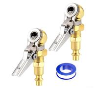 Inflador de neumáticos de mandril, conexión de 2 vías, conector de válvula de bomba, flujo de 1/4 pulgadas, boquilla de inflado de neumáticos de bola FNPT (2 juegos)