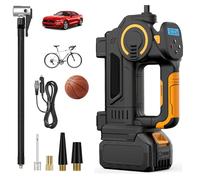 Inflador de neumáticos inalámbrico, compresor de aire compatible con batería Makita de 18 V, inflador de neumáticos inalámbrico con 1 batería, inflador de neumáticos portátil con 3 boquillas para