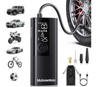 Inflador de neumáticos portátil con compresor - Mini bomba de aire inalámbrica con manómetro digital, 150 PSI, función de inflado rápido de 3 veces y función de apagado automático para