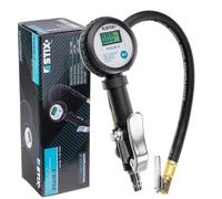 Inflador de neumáticos PSAIR-3 con manómetro digital, pistola de inflado compacta de 1/4", pantalla LCD, 7 bar, manguera de 40 cm, coche/motocicleta