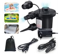 Inflador Electrico 2 en 1 Inflardor y Deflactor Bomba de Aire Eléctrica Portátil con 3 Boquillas Inflador Colchon Hinchable,Deflactor para Piscinas Barcos Juguetes Camping con Cable de Extensión