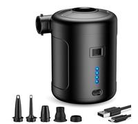 Inflador Electrico,6000mAh Bomba de Aire Portátil Batería Recargable, Inflador Colchon Hinchable con 5 Boquillas, Bomba de Aire para Bote Inflable,Colchón de Aire,Piscina Infantil