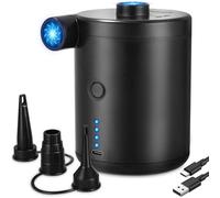 Inflador Electrico Colchon Portátil 4000mAh, Hinchador Colchon Hinchable de Llenado Rápido, Mini Inflador Paddle Surf Electrico para Cojines Inflables, Camas de Colchón de Aire, 3 Boquillas