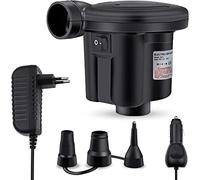 Inflador Electrico, con 3 Boquillas Hinchador Bomba de Aire 2 en 1 Inflardor y Deflactor para Esterilla Camping, Colchon y Piscina Hinchable, 240V/12V