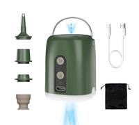 Inflador Electrico, Inflador Colchon Hinchable de 1600mAh con Inflado, Succión, Luz LED, Hinchador Colchón Hinchable con 4 Boquillas para Inflar Juguetes de Piscina, Flotadores y Bolsas de Vacío