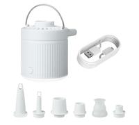 Inflador eléctrico portátil, 2 en 1 pequeña bomba de aire portátil de linterna de camping desinflador e inflador con 6 boquillas de aire para acampar colchón neumático, juguetes de piscina