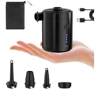 Inflador Electrico Portatil, Bomba Aire Recargable Mini con 4 Boquillas, Hinchador Colchon Hinchable Batería 5200mAh,Bomba Eléctrica Inflar-Desinflar Rápido para Camping,Bote Inflable,Piscina Infantil