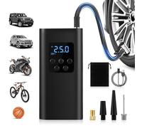 Inflador Ruedas Coche Compresor de aire portátil alimentado por batería 45 l/min para coches, bicicletas y motocicletas, bomba eléctrica para bicicletas con luz LED, 6000 mAh, 4 modos para neumático