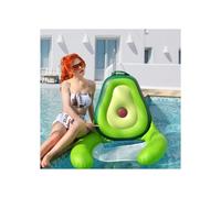 Inflatable 4-in-1 avocado-shaped float, portable and foldable, ideal for outdoor, beach, pool and more.