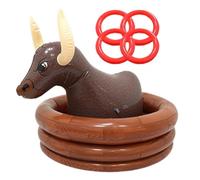 Inflatable Cooler - Floating Drinks Cooling Bin | Bull Shaped Beer Party Supplies For Oktoberfest Sport Buffet Birthday Barbecues Pool Beach Picnic Summer | Blow Up Ice Serving Cow Decor Ring Toss Gam