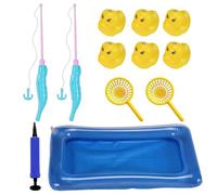 Inflatable Fishing Game - Table Bathtub Kiddie Pool | Magnetic Fishing Toy Set, Floating Ducks Bath Time, Floating Ducks for Stocking Stuffers Summer Beach Vacation Birthday Event