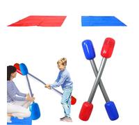 Inflatable Gladiator Jousting - Yard Game Set, Beach Batons Kit | Battle Outdoor Combat Props For Adults Parties Summer Poolside Grass Backyard Lawn Tournament Fun Sport Competition Use