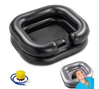 Inflatable Hair Wash Basin with 1m Drain Hose, for Elderly, Pregnant Women, Injured, Disabled & Postoperative Patients, Leak-Proof Hair Wash Tub with Adjustable Cushion (Black washbasin + air pump)