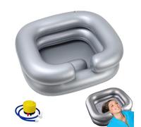 Inflatable Hair Wash Basin with 1m Drain Hose, for Elderly, Pregnant Women, Injured, Disabled & Postoperative Patients, Leak-Proof Hair Wash Tub with Adjustable Cushion (Grey washbasin + air pump)