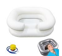 Inflatable Hair Wash Basin with 1m Drain Hose, for Elderly, Pregnant Women, Injured, Disabled & Postoperative Patients, Leak-Proof Hair Wash Tub with Adjustable Cushion (White washbasin + air pump)