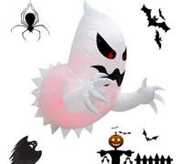 Inflatable Halloween Ghost - 4.6ft Outdoor Yard Decoration with LED Flame Lights | Scary Blow Up Haunted House Decor For Garden, Porch & Party