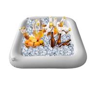 Inflatable Ice Bar Small 60cm Square Drink Tray Fruit Cup Hole Table Tennis Beer Dredge Ice Bucket Bar (A, One Size) ES 02