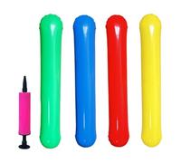 Inflatable Noodle - 4-Piece Large PVC | Water Floats Toys with Air Pump and Pool Sticks for Party Vacation Holiday Weekend Gathering River Lake Beach Swimming Raft Outdoor Marine Accessory